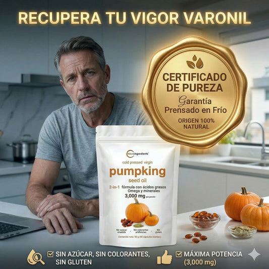 CAPSULAS DE ACEITE DE SEMILLA DE CALABAZA™ - El Secreto del Vigor y el Cabello Fuerte 🧔‍♂️🛡️